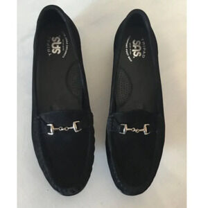 SAS Metro Black Suede Loafers  Women’s Slip-on Shoes with Silver Bit Size 8 N